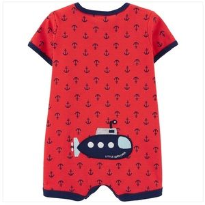 Carter's Baby Boy Anchor Snap-Up 1-piece Romper Red/Black - Size 12 Months - New